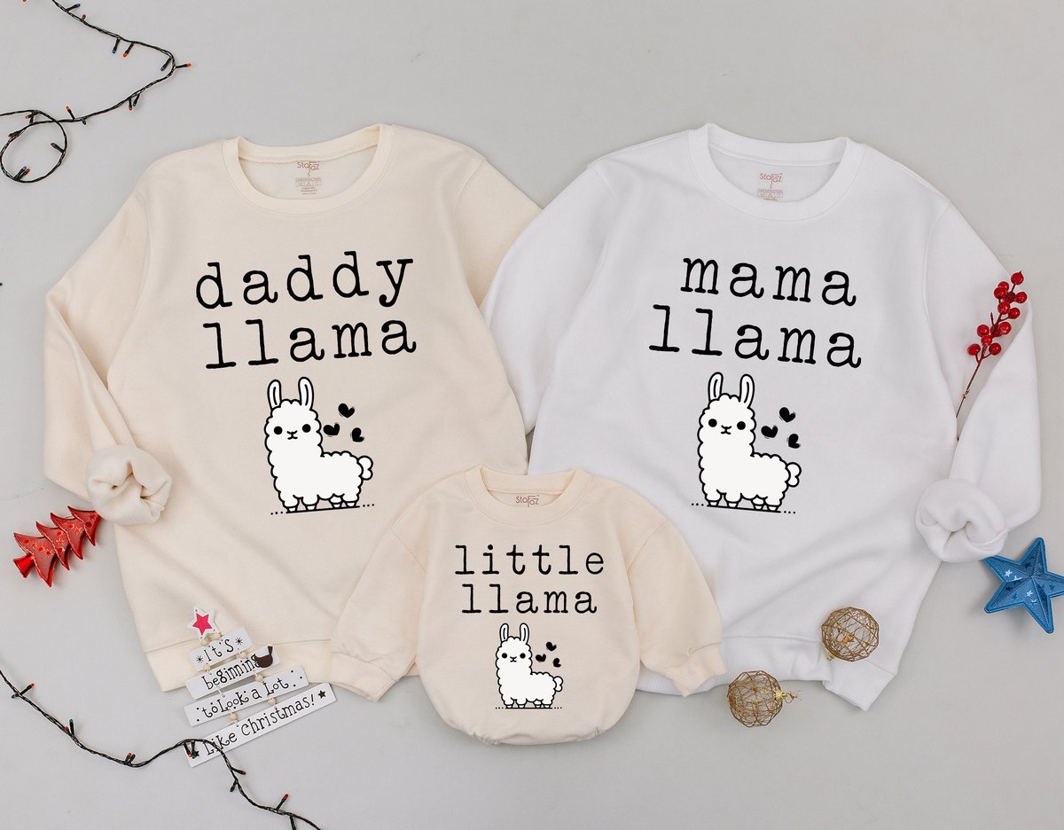 Mommy and Me llama Sweatshirt Little Llama baby Sweatshirts Matching Family Outfits Dada mama mini c 177