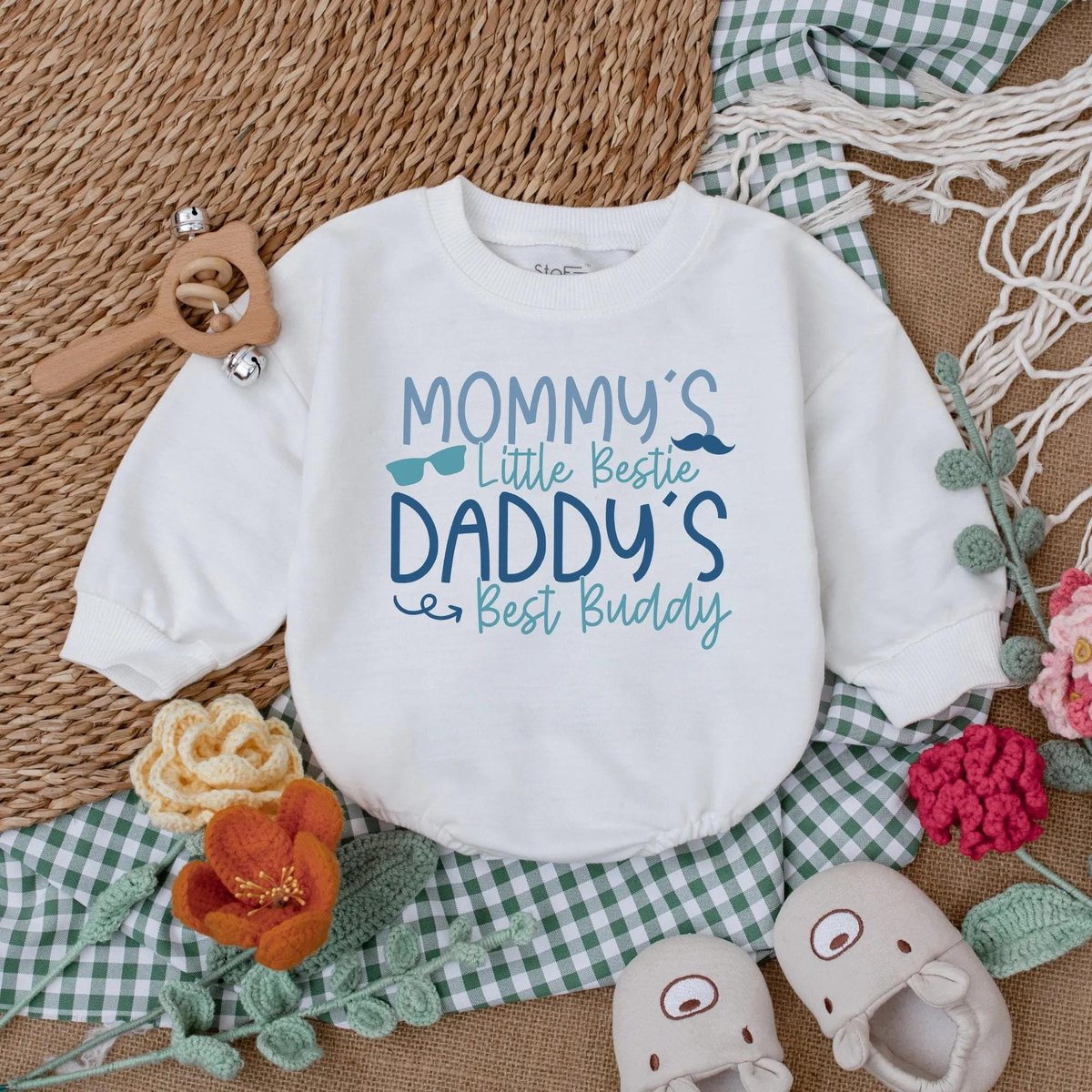 Mommy's Little Bestie Baby Romper Daddy's Buddy Baby Bodysuit Mama's Boy Outfit Trendy Father's 189
