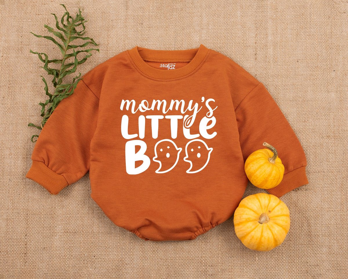 Mommy's Little Boo Bubble Romper Retro Bodysuit Halloween Baby Romper Little Boo Shirt Spooky Bab