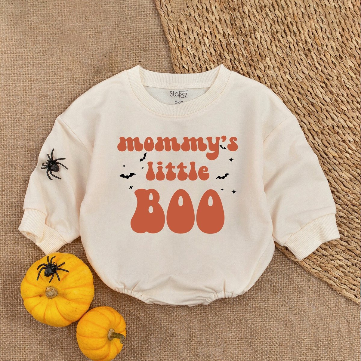 Mommy's Little Boo Bubble Romper Retro Bodysuit Halloween Baby Romper Little Boo Shirt Spooky Babe 178