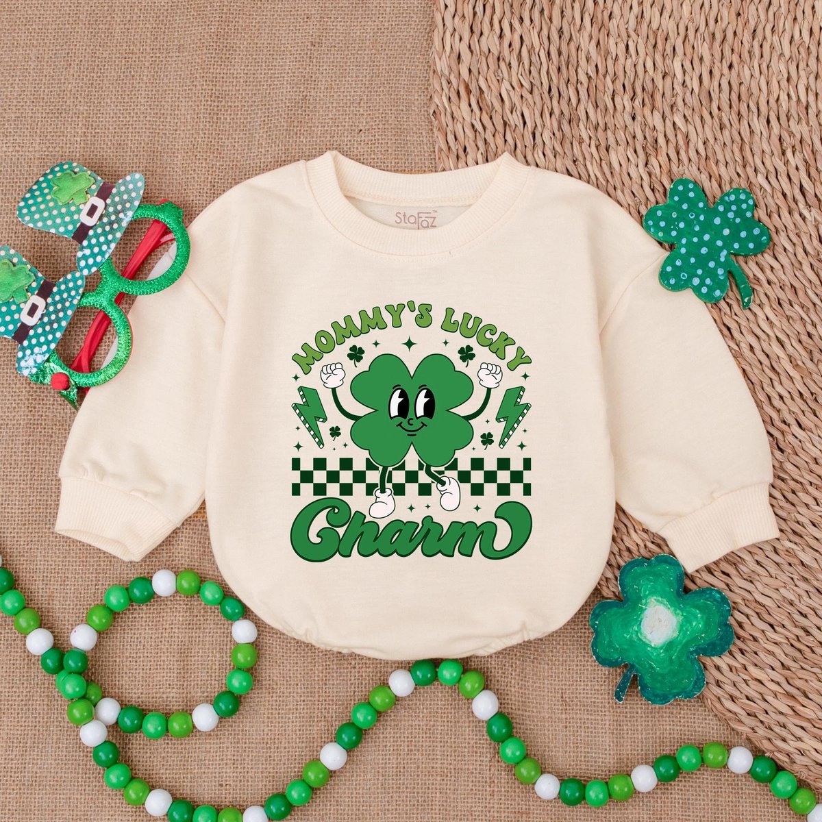 Mommy's Little Charm Bubble Romper  St Patrick's Day Bodysuit  Irish Baby Outfit  Baby Romper