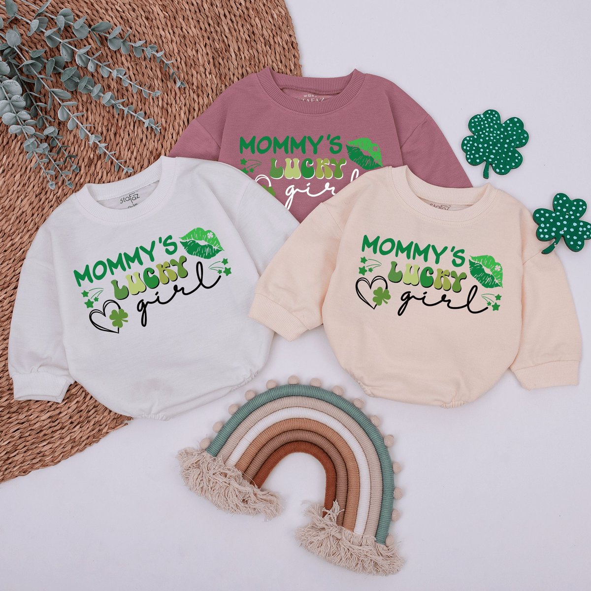 Mommy's Lucky Girl Baby Romper St patricks day baby romper Irish Baby Clothes St Patricks day shirt 165
