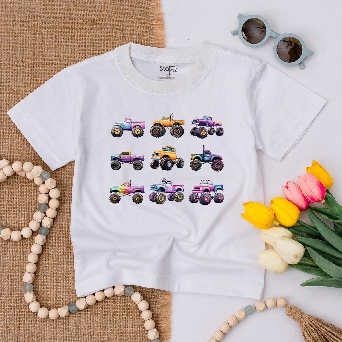 Monster Trucks Toddler T shirt Offroad Monster Truck Shirt Big Trucks Kids Outfit Giant Vehicles Tee 183