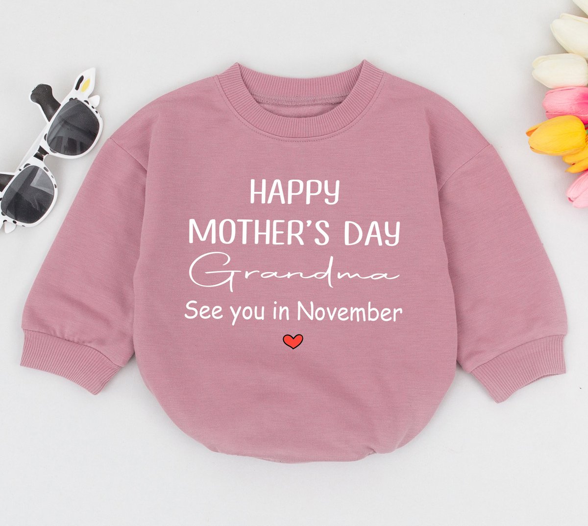 Mother's Day Pregnancy Announcement Oversized Baby Romper Mother's Day Baby Announcement for Grand 170