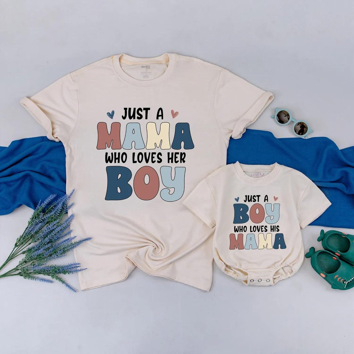 Mothers Day Mama and Baby Boy Matching Outfit Just a Boy Who Loves His Mama Bodysuit Mommy and Me Gi 429