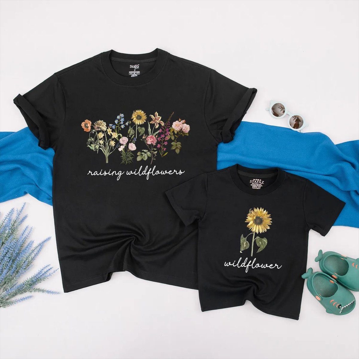 Mothers Day Matching Outfit Raising Wildflowers Mom Baby Shirts Cute Floral T Shirt Gift for Nature 189