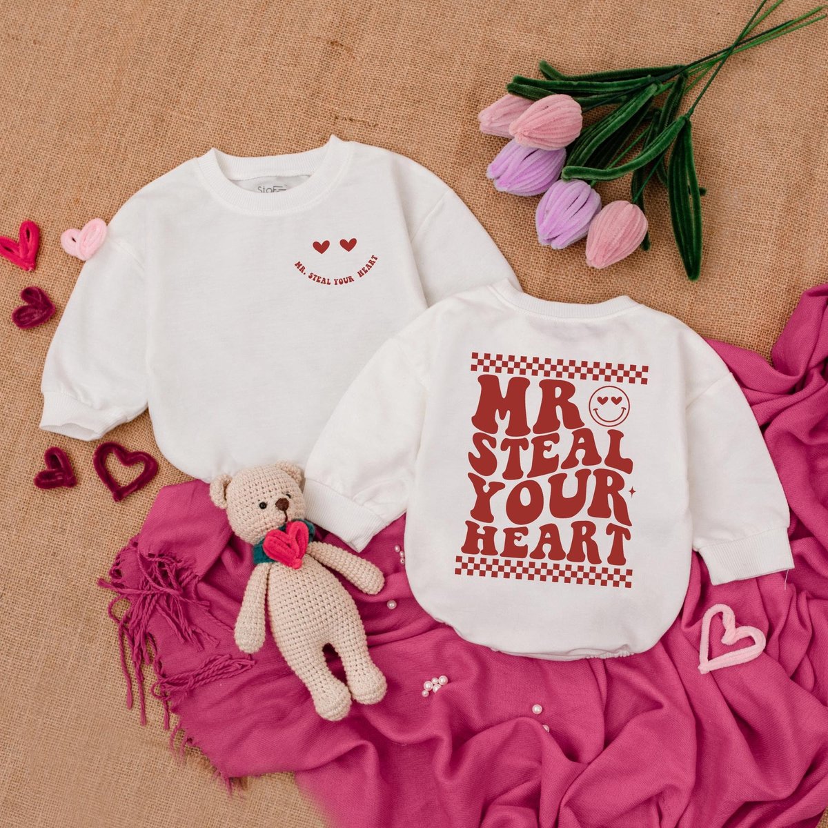 Mr Steal Your Heart Baby BodysuitBaby Announcement BodysuitBubble RomperBaby ClothesValentine Baby b