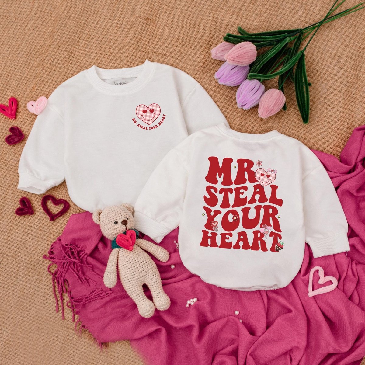 Mr Steal Your Heart Baby BodysuitBaby Announcement BodysuitBubble RomperBaby ClothesValentine Baby b 183