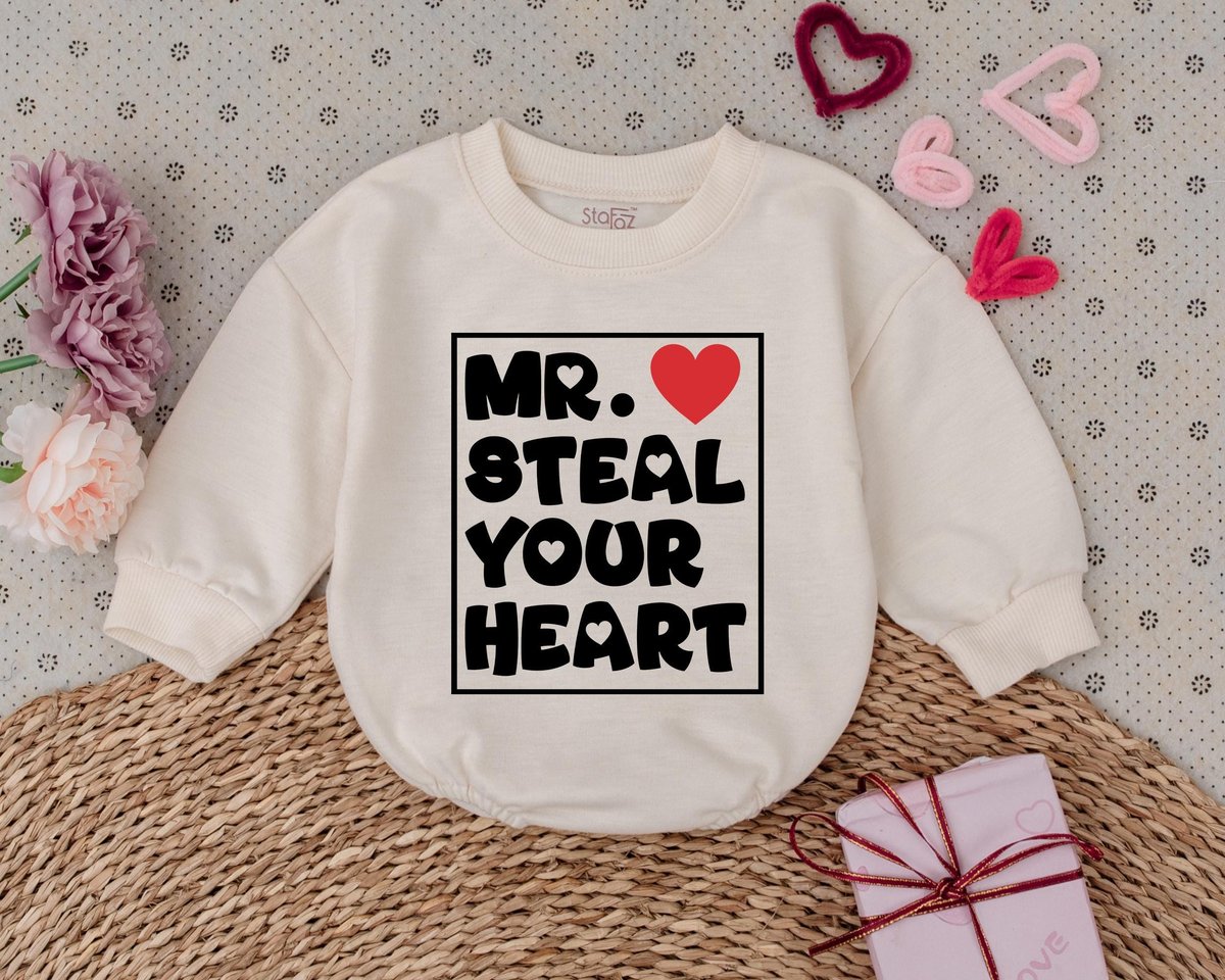 Mr Steal Your Heart Kids Valentines Day Romper My 1st Valentines Day Outfits Baby Boys Bodysuit Baby