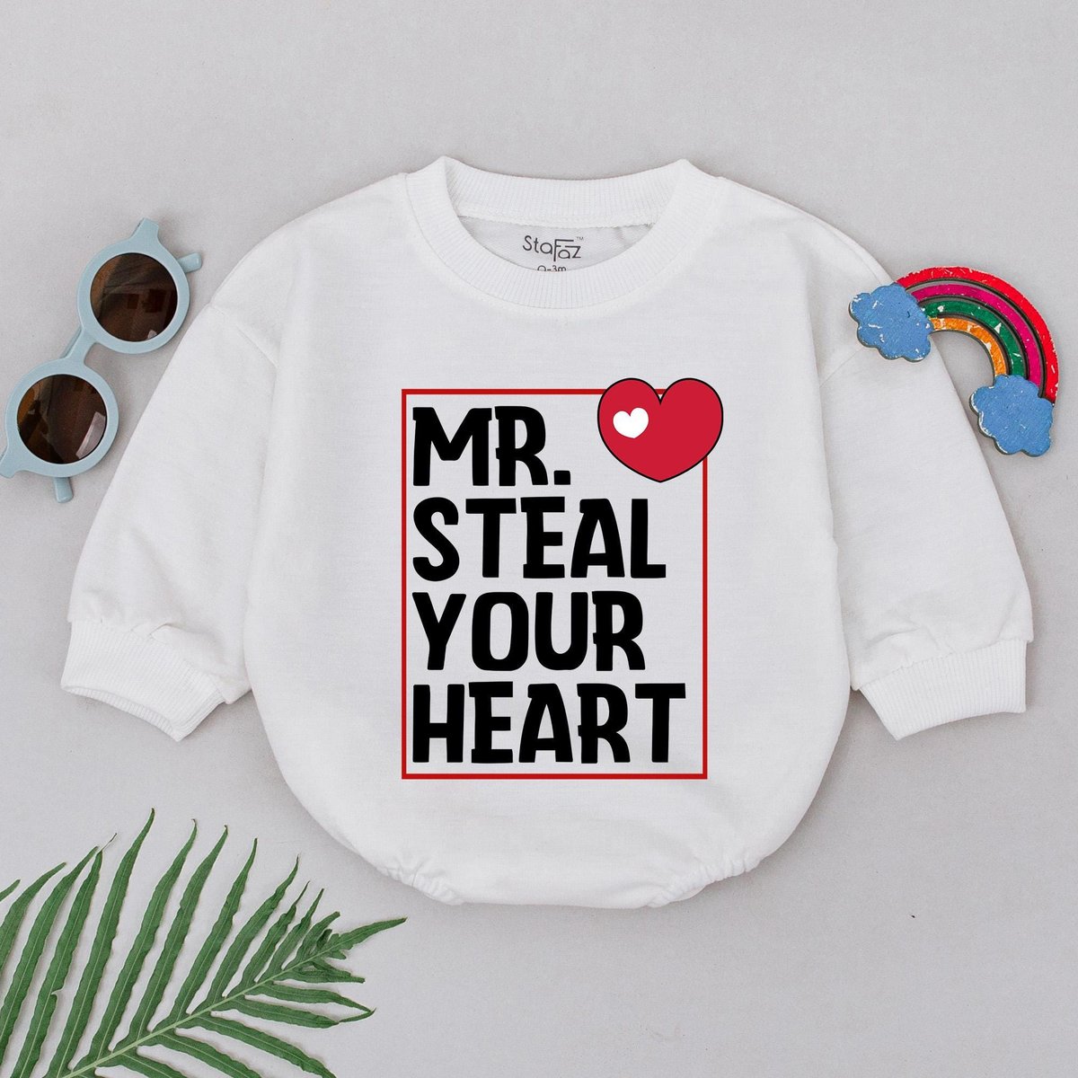 Mr. Steal Your Heart Baby Romper Little Valentine Bodysuit First Valentine's Day Romper 1st Valenti