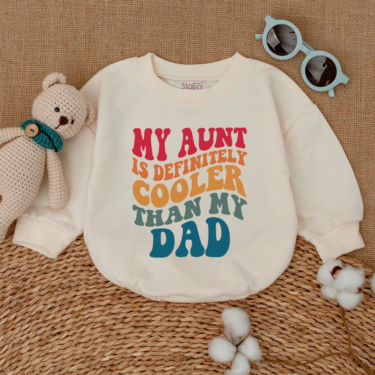 My Aunt is Definitely Cooler Than My Dad Romper Auntie's Bestie Baby Bodysuit Retro Vintage Bodysui 171