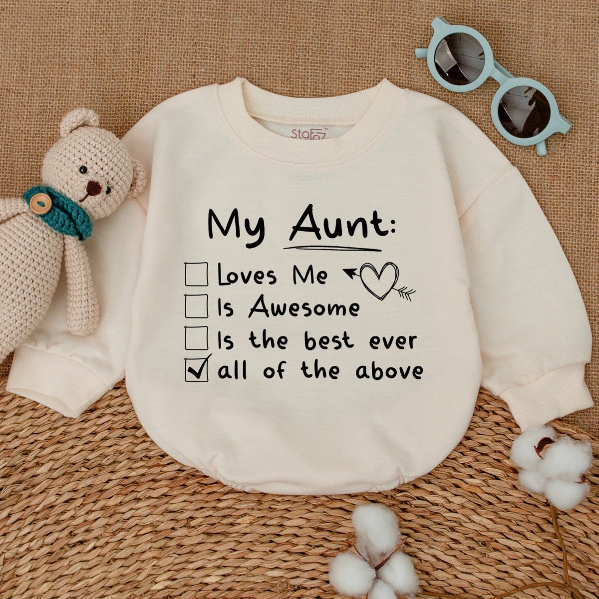 My Aunt Loves Me Romper Auntie's Bestie Baby Bodysuit My Aunt is Awesome Outfit Best Aunt Ever Best 169
