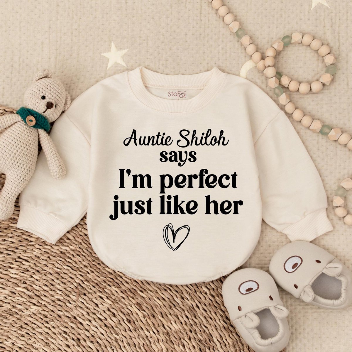My Aunt Says I'm Perfect Just Like Her  Custom Auntie's Bestie Baby Bubble Romper Funny Newborn B