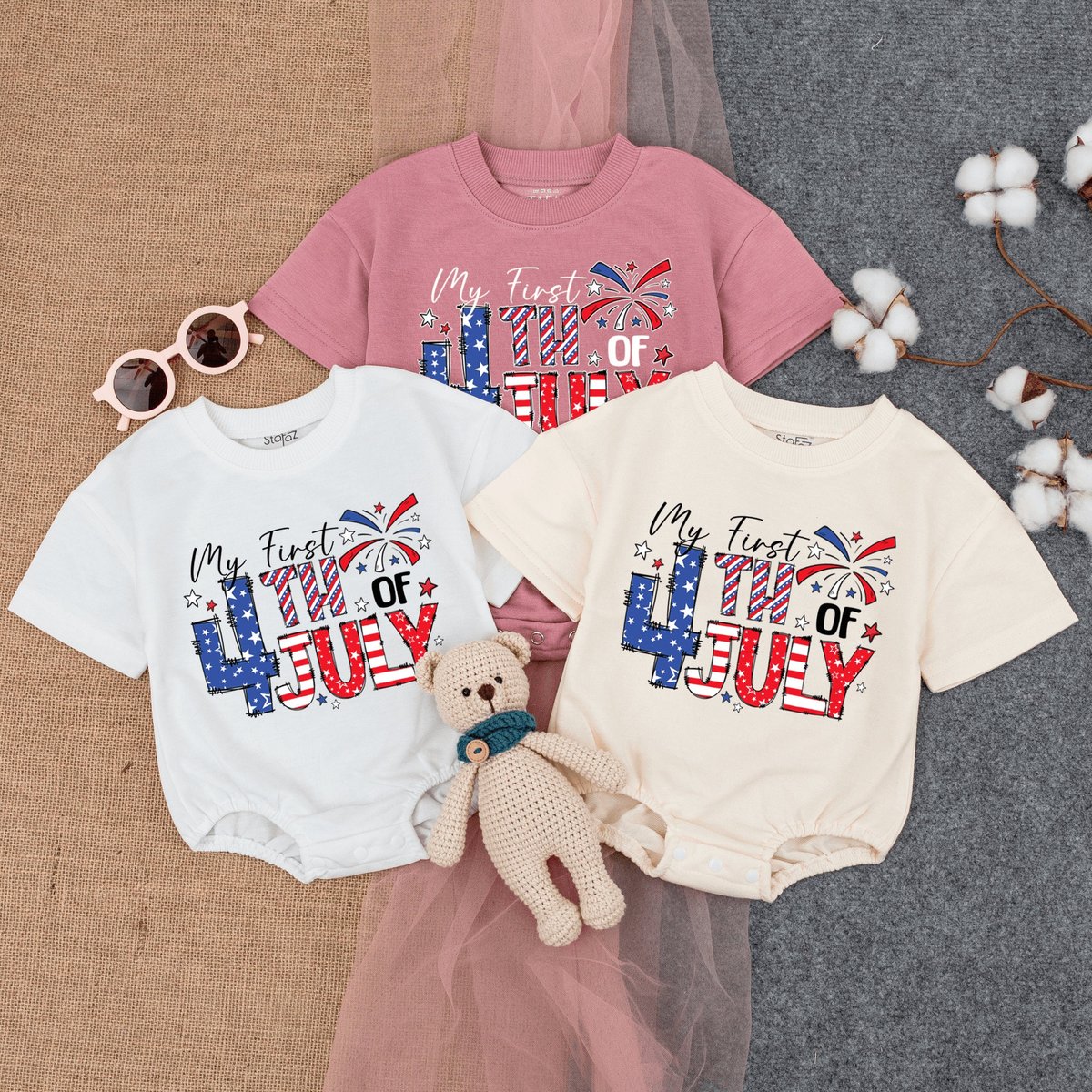 My First 4th Of July Romper Short  Sleeve Cute Fourth of July Baby 1st Fourth of July 1st 4th Of Ju 169