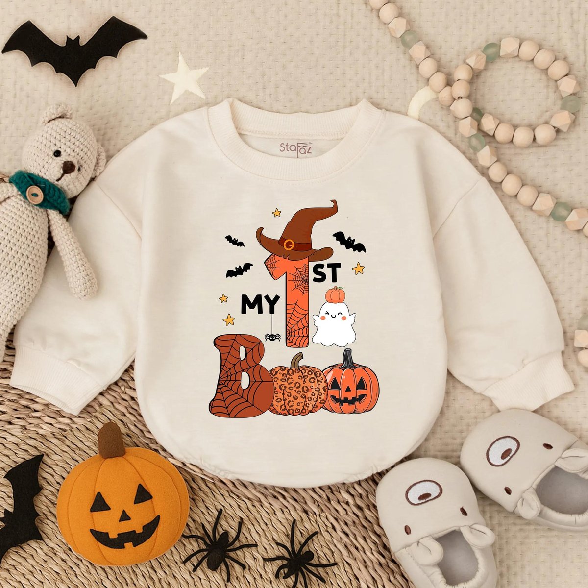 My First Boo Ghost Bubble Romper Halloween Baby Boy Outfit Baby Halloween Costume Baby Bodysuit Bab