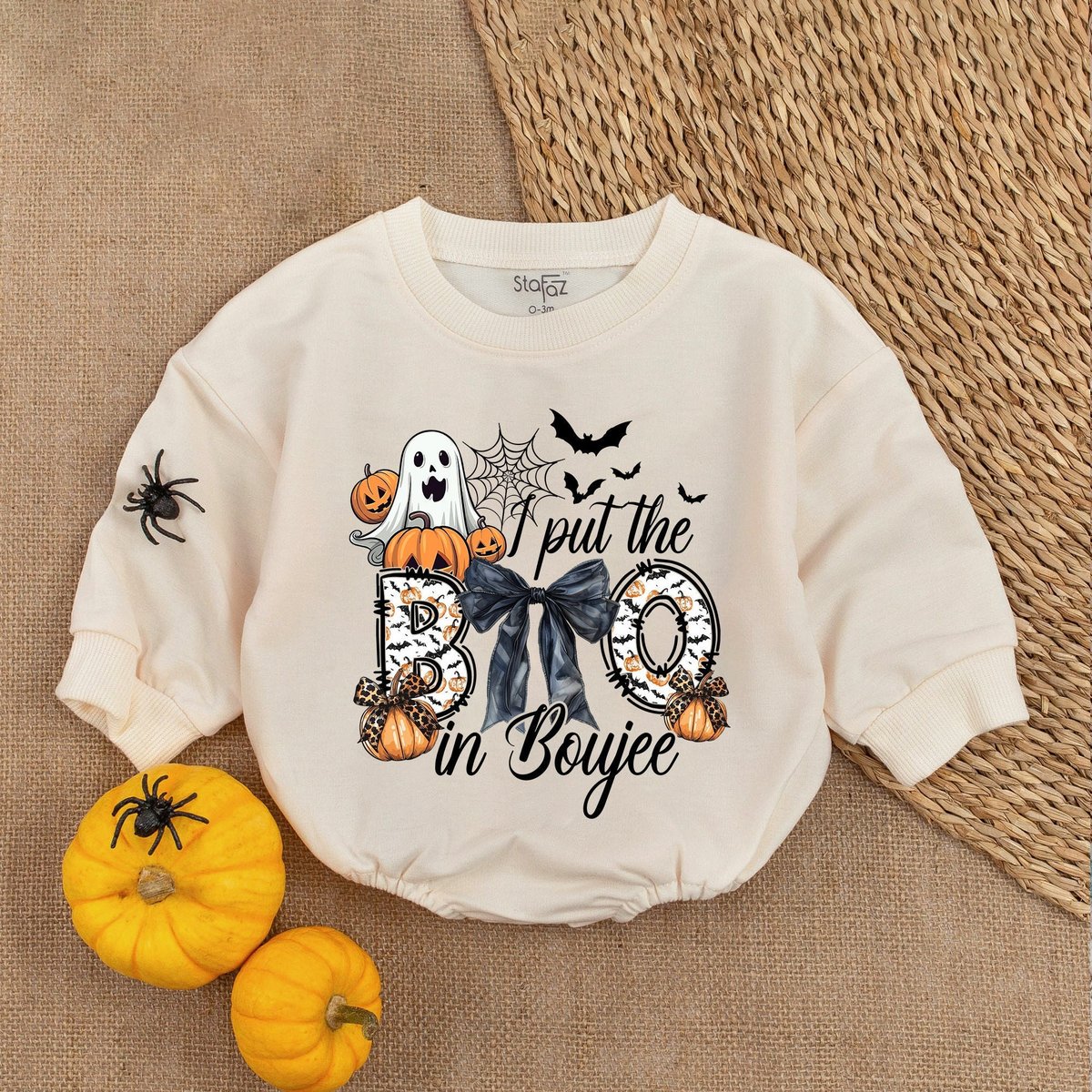 My First Boo Romper My First Halloween OutfitBubble Romper Baby Shower Gift Pumpkin Bodysuit Baby Ha
