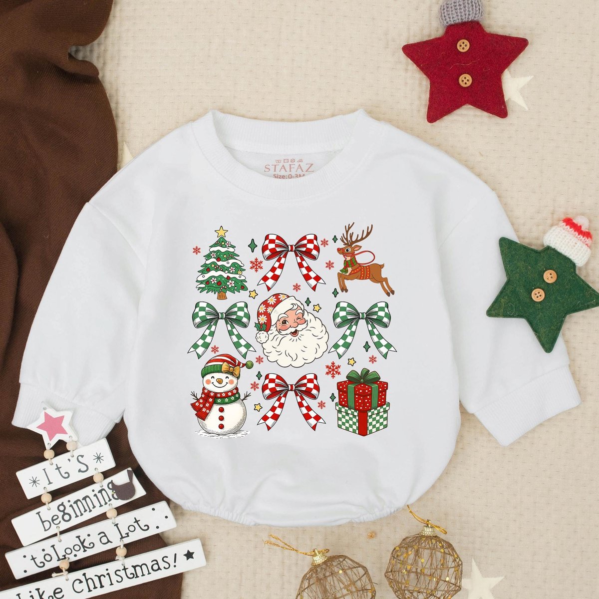 My First Christmas Romper Sweatshirt Babys First Holiday Outfit Red Car Christmas Tree Bodysuit Newb 435