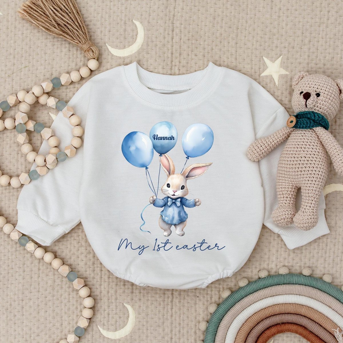 My First Easter Bunny Rabbit Baby Romper 1st Easter Baby Romper Custom Easter Gift for Baby Girl or