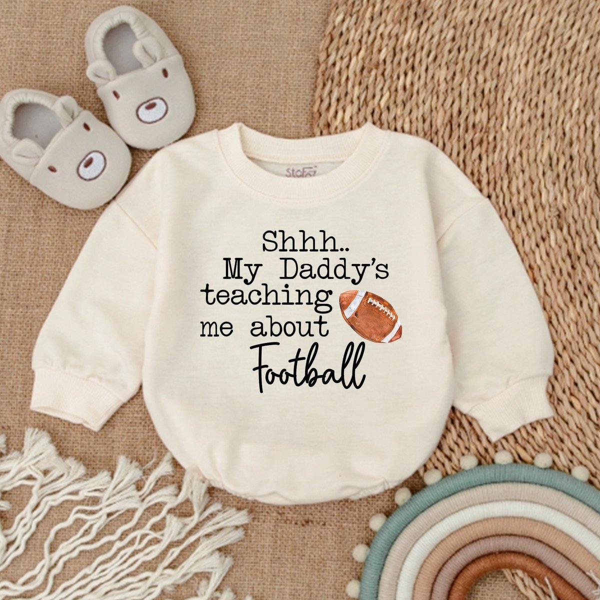 My First Football Season RomperFootball Baby Shower Newborn Bodysuit First Father's Day Baby Outfit