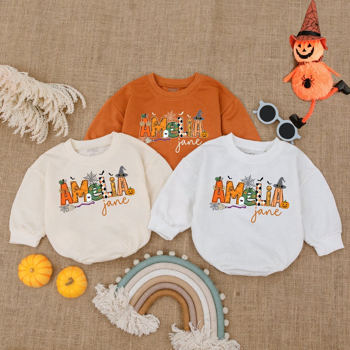 My First Halloween Outfit Bubble Romper Customized Halloween BabyClothes Baby Shower Gift Pumpkin Bo 173