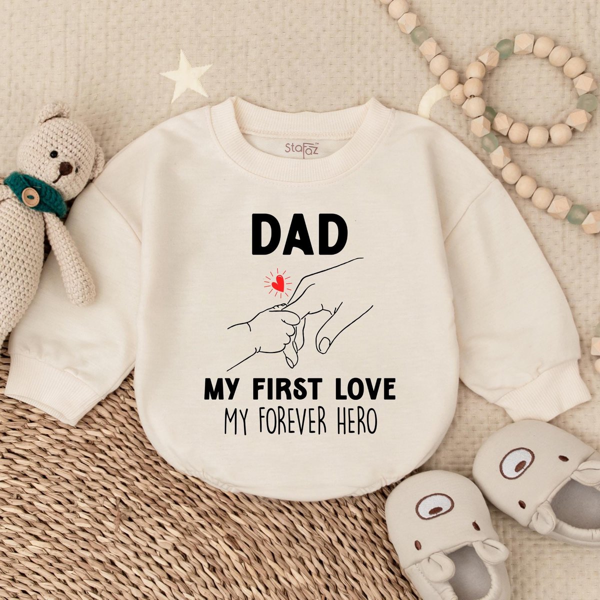 My First Love My Forever Hero Bubble Romper Fathers Day Gifts Daddy's Boy Romper Baby Girl Clothes