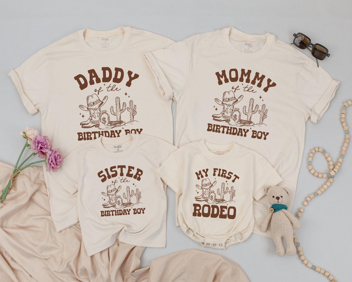 My First Rodeo 1st Birthday Family Matching Shirts Rodeo Theme Baby Family Outfit Western Cowboy Bir 436