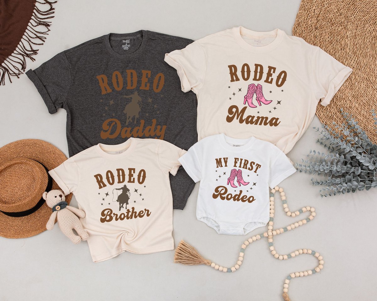 My First Rodeo Birthday Family Matching Shirt 1st Rodeo Western Farm Theme Birthday Party T shirt Ba 164