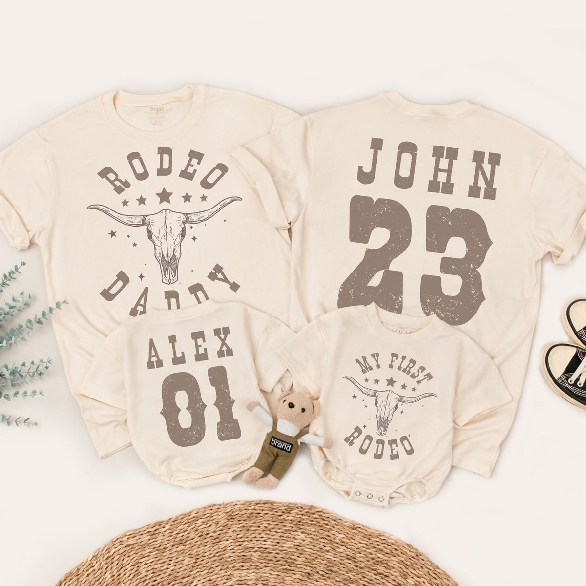 My First Rodeo Birthday Family Matching Shirt 1st Rodeo Western Farm Theme Birthday Party Tshirt Cow 185