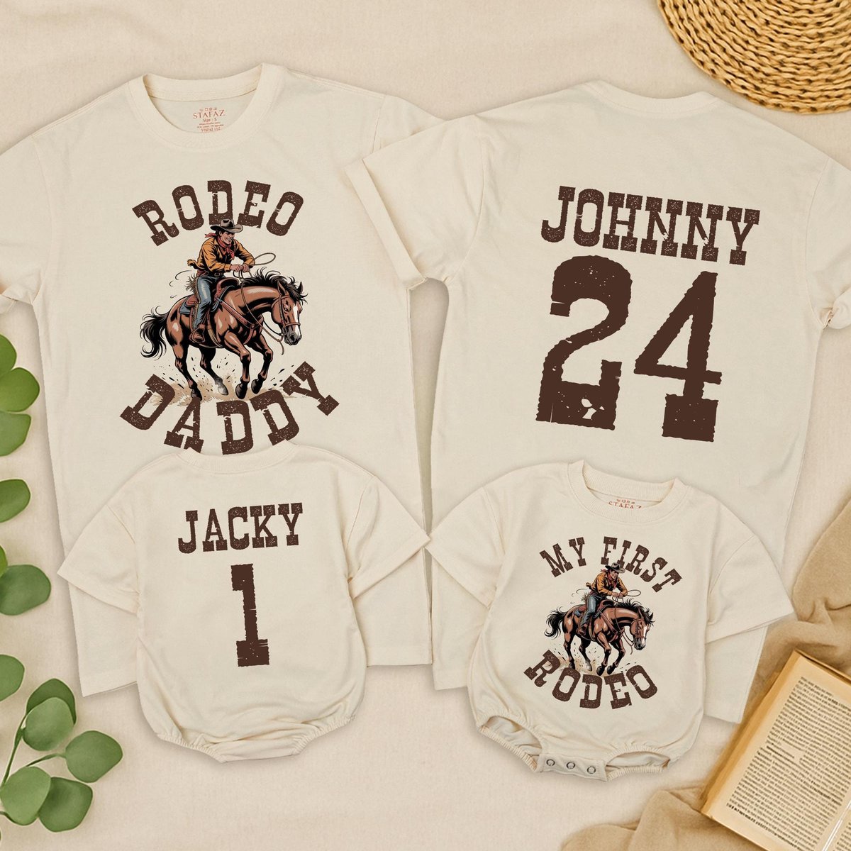 My First Rodeo Birthday Family Matching Shirt 1st Rodeo Western Farm Theme Birthday Party Tshirt Cow 434