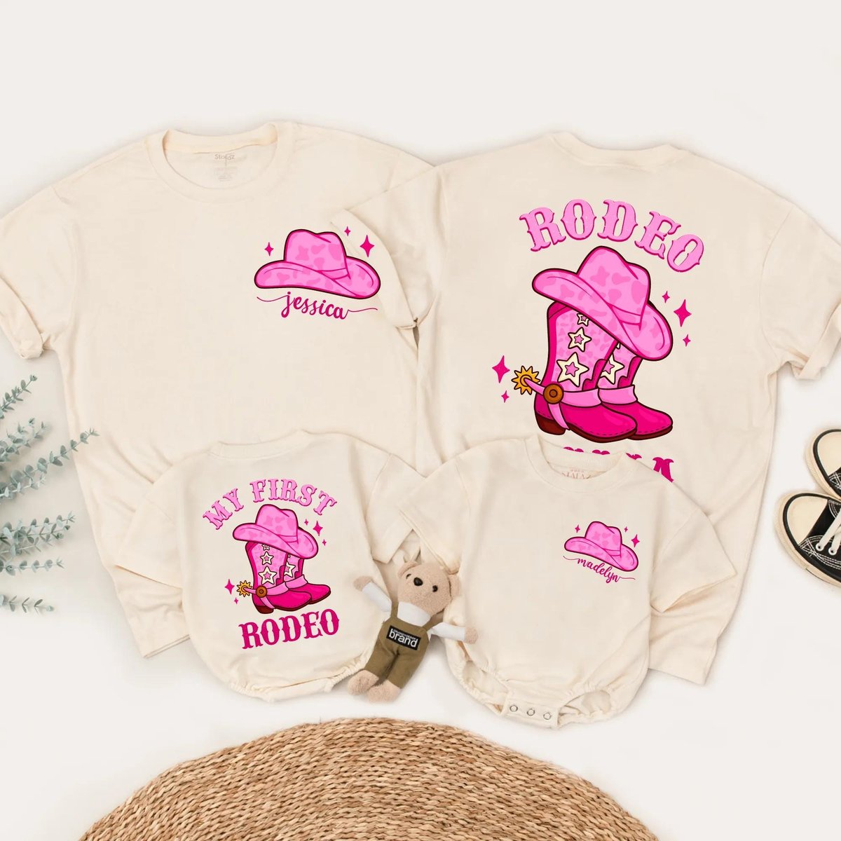 My First Rodeo Birthday Shirt Matching Cowboy Party Outfits Custom Pink Western Tees for Baby Girl T 429