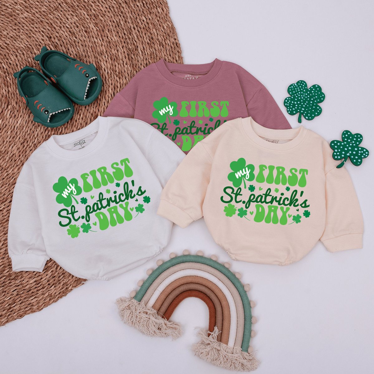 My First St. Patricks Day Baby Romper St.Patricks day baby Outfit Kids Saint Patrick's Day Outfit B 165