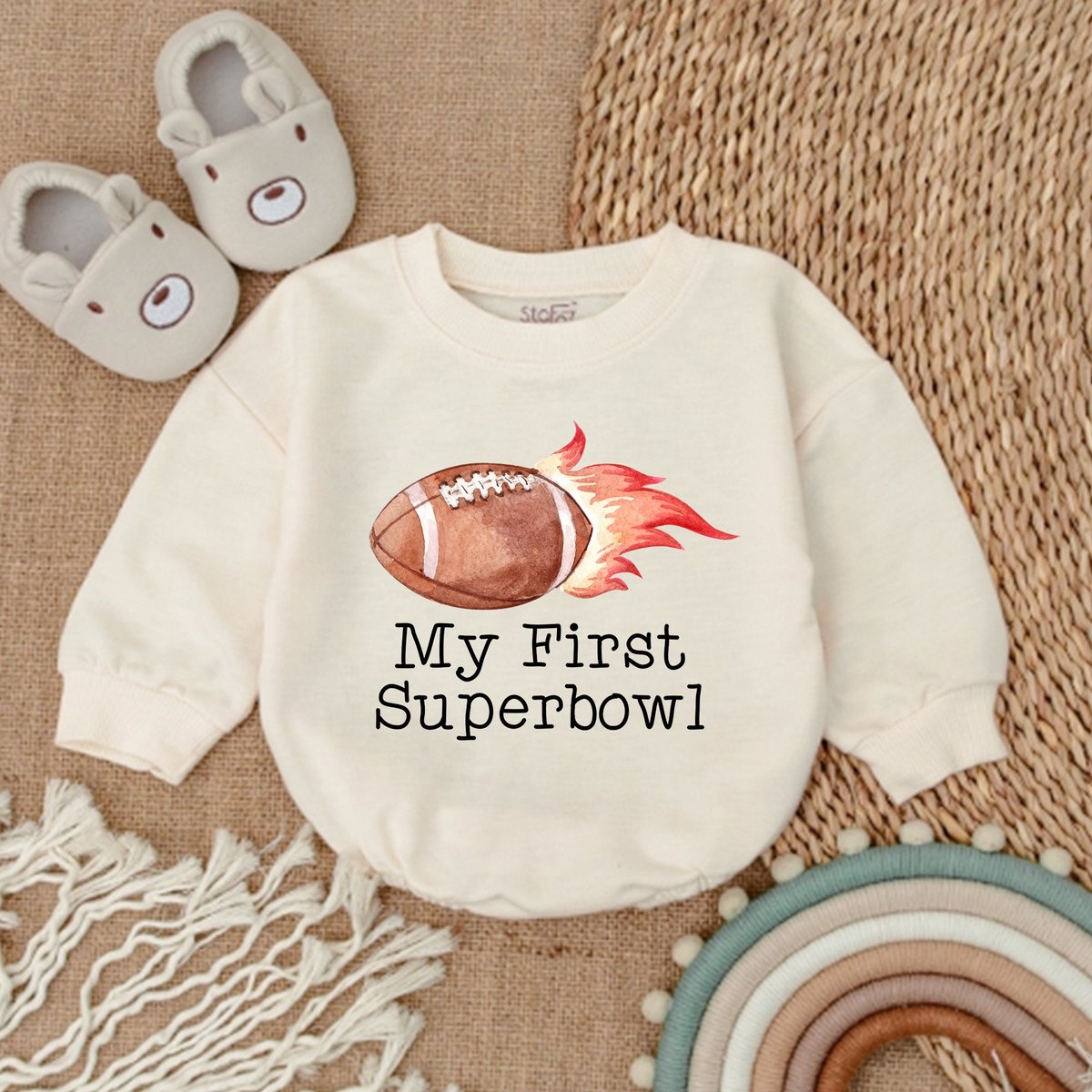 My First Superbowl Baby Romper Football Baby Gift Game Day Outfit For Newborn Football Bodysuit Supe