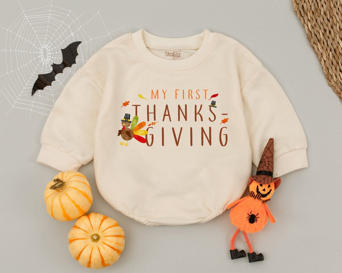 My First Thanksgiving Baby Romper Cute 1st Thanksgiving Baby Bodysuit Baby Shower GiftTurkey Day New