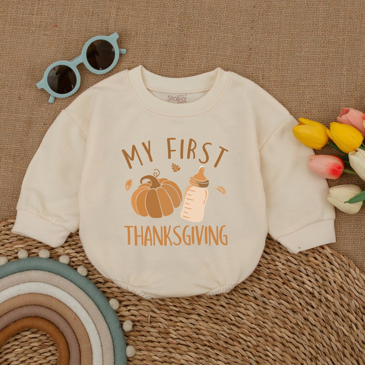My First Thanksgiving Romper Thanksgiving Baby Bodysuit Pumpkin Baby Clothes Fall Baby Outfit Bubble 174