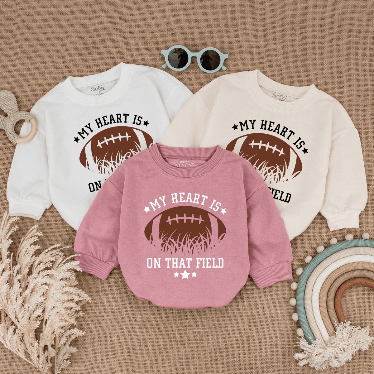 My Heart Is On That Field Baby Romper Football Game Baby Kids Game day Shirts Announcement Gift for 168