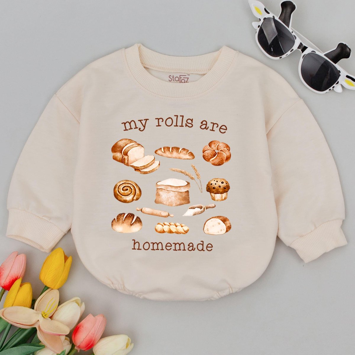 My Rolls Are Homemade Retro Natural Baby Romper Bread Baby Clothes Funny Thanksgiving Day Baby Bodys 177
