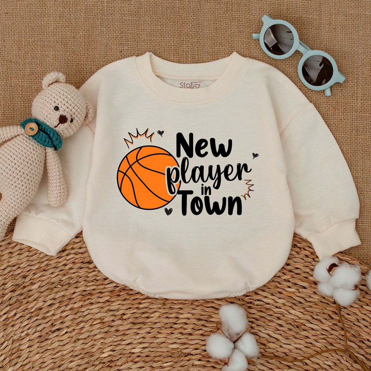 New Player In Town Baby Romper Baby Basketball Bodysuit Funny Basketball Clothes Baby Boy Bubble Rom 171