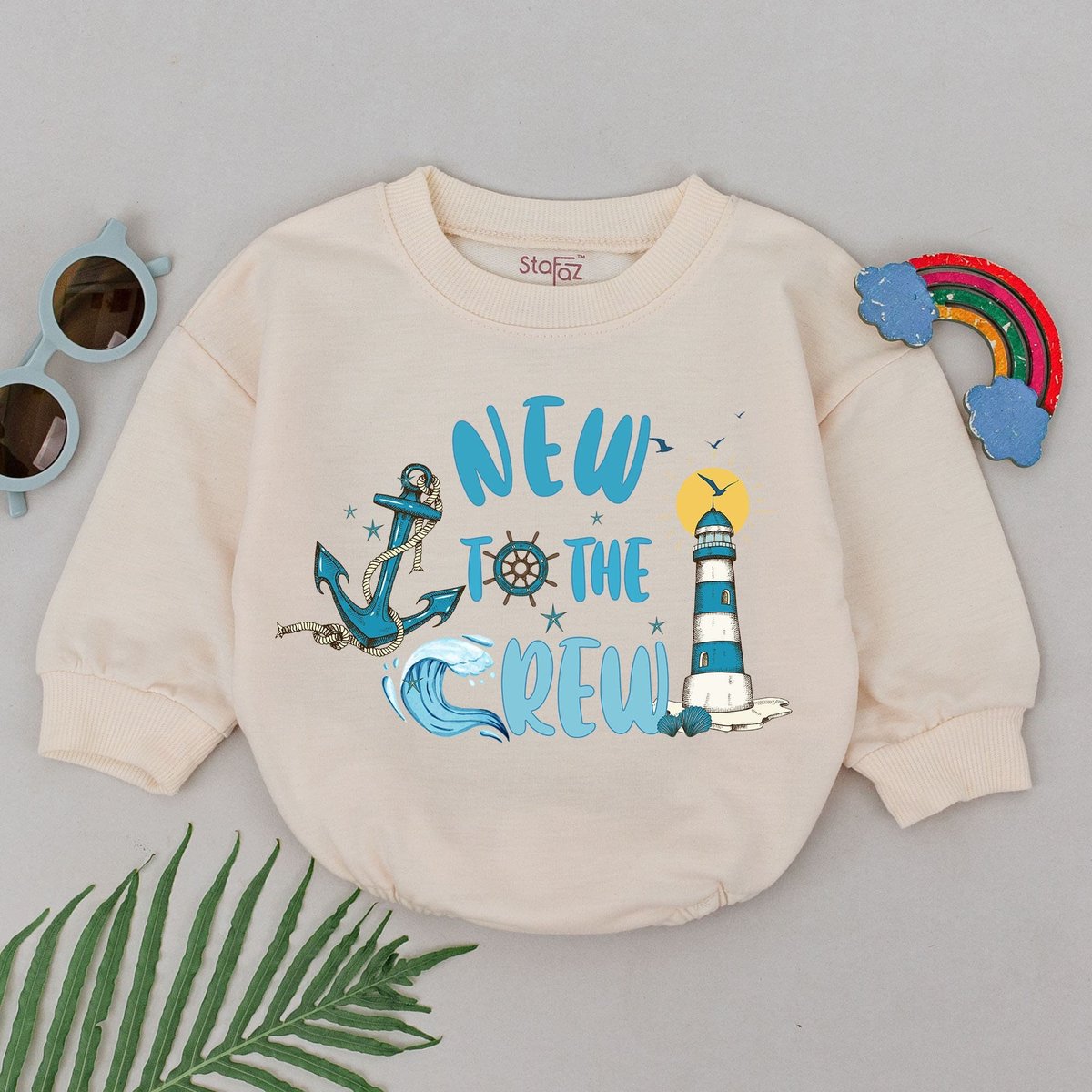 New To the Crew Anchor Romper Baby Boating Romper Beach Baby Bodysuit Baby Shower Gifts Nautical Bab