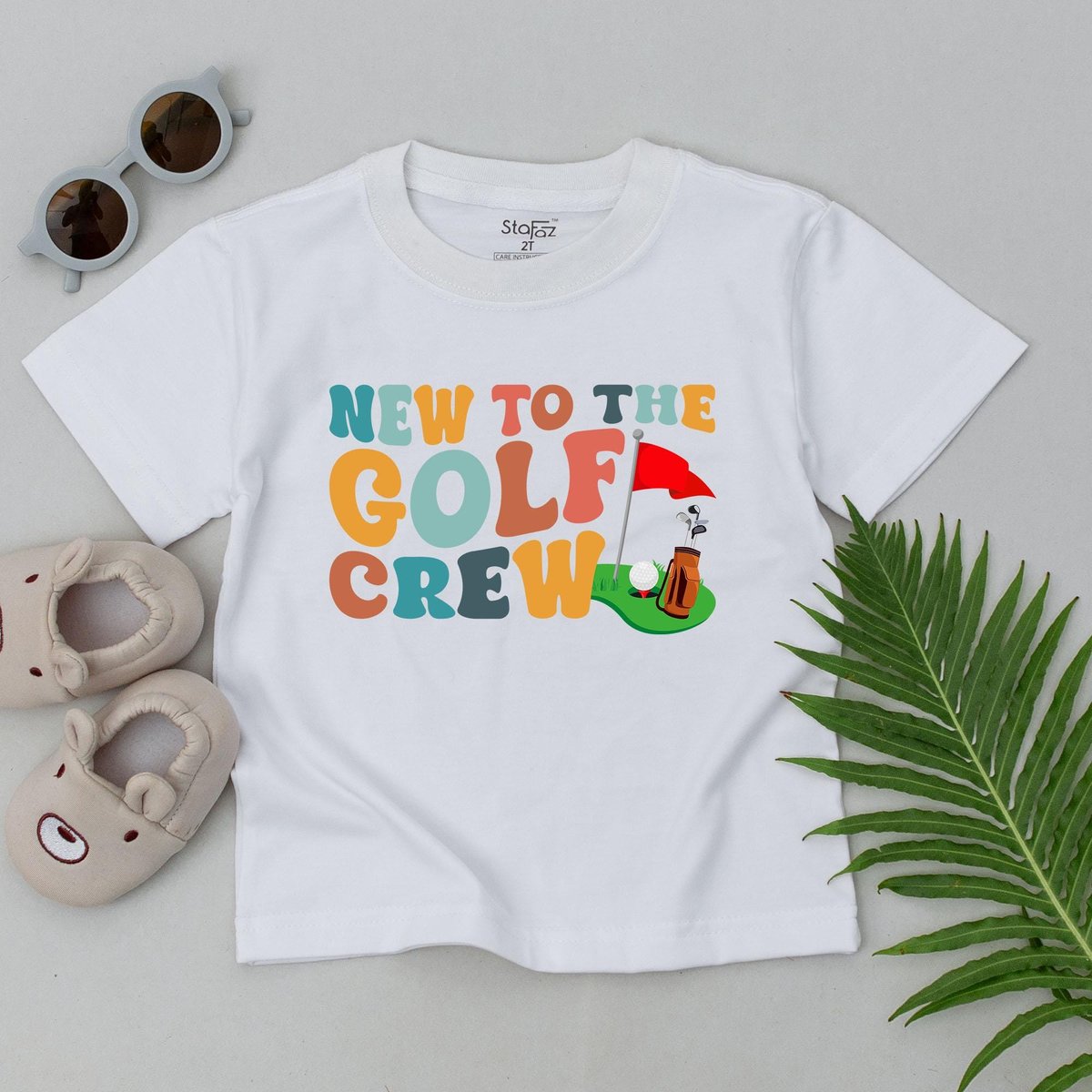 New To The Golf Crew T-Shirt Retro Future Golfer Buddy Toddler Baby Announcement Baby Boy Golf Outfi