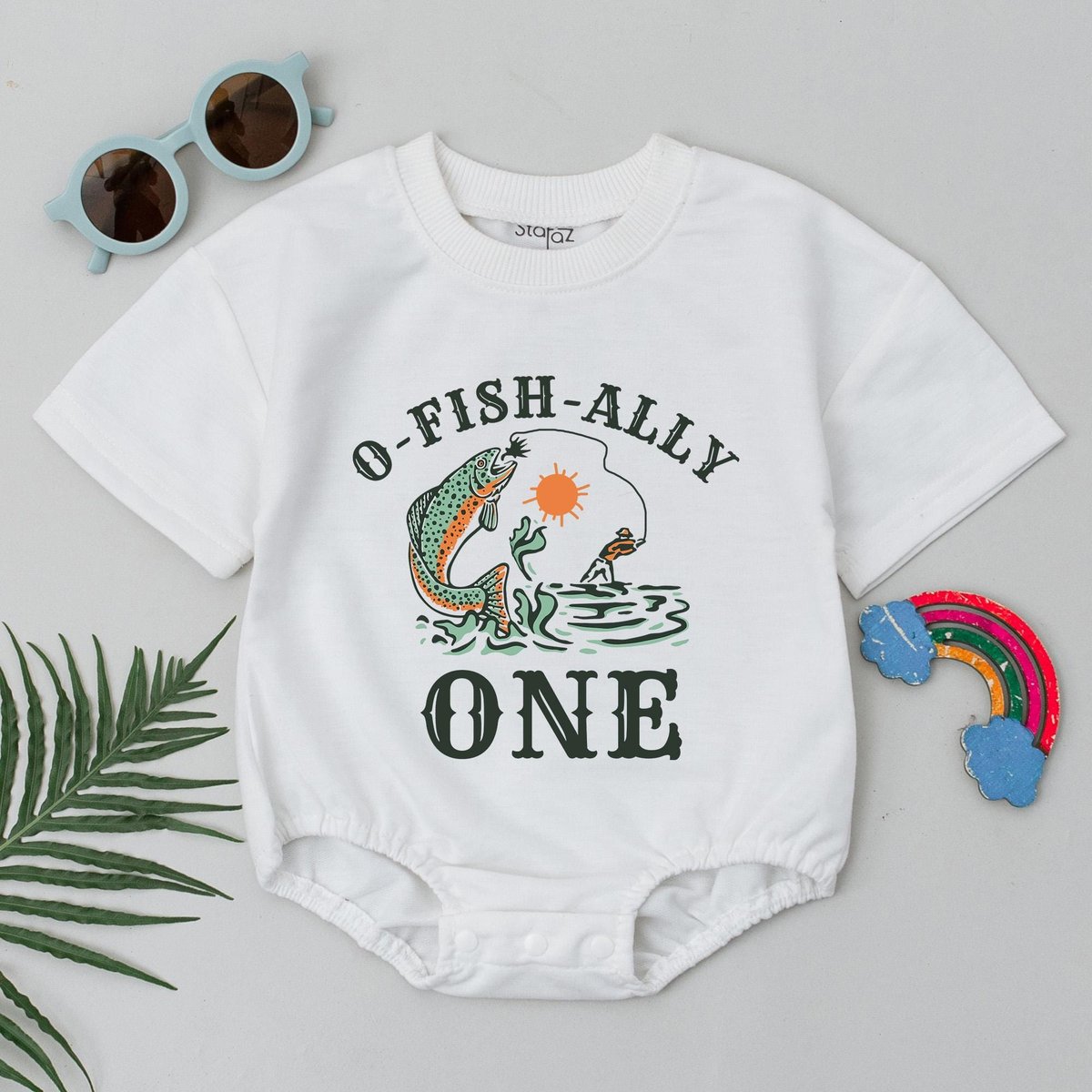 O-Fish-Ally One Short Sleeve Romper Fishing Birthday Romper First Birthday Outfit 1st Birthday Bodys