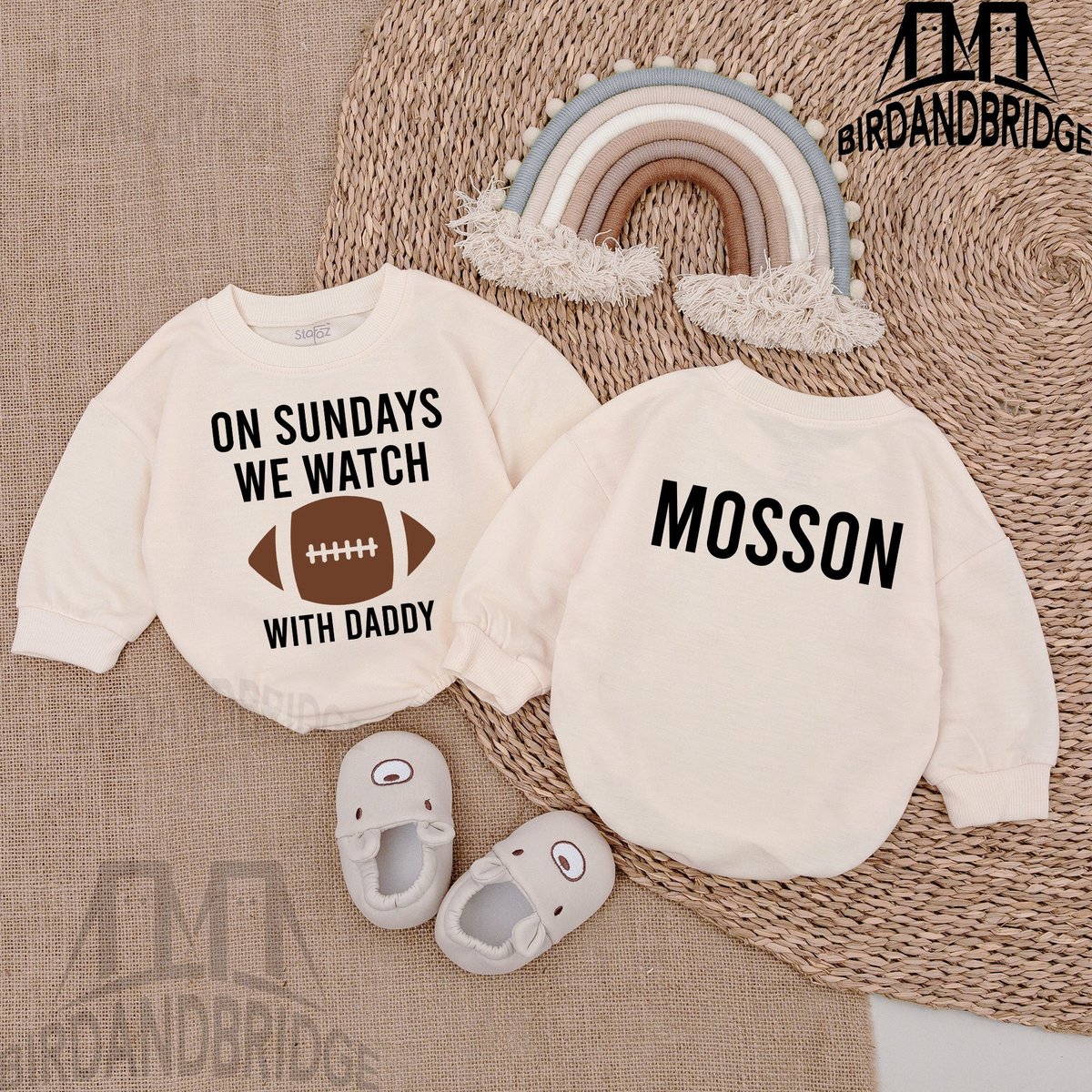 On Sundays We Watch with Daddy Romper Football Season Kid Sweatshirt Oversized Sweatshirt Baby Rompe 164