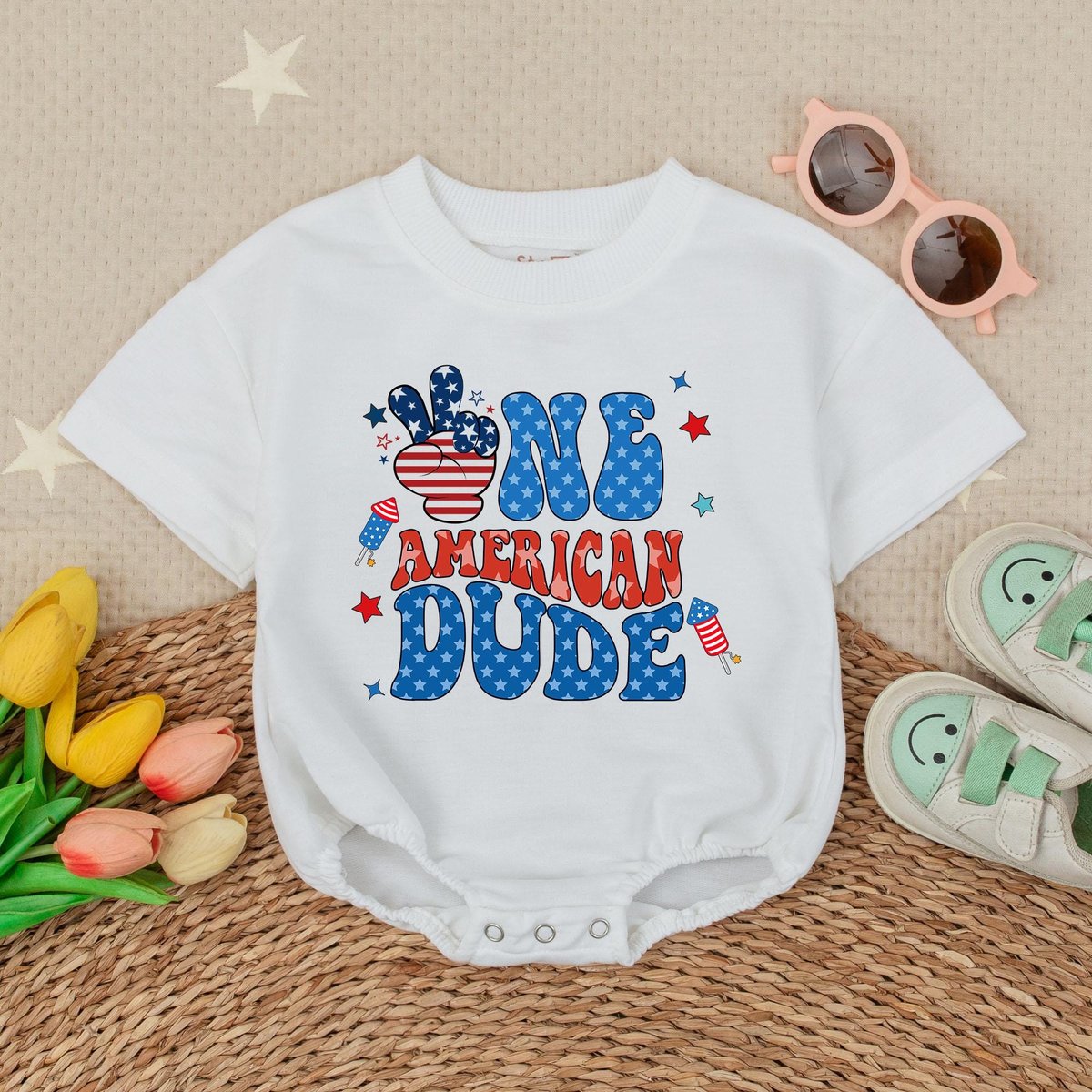 One American Dude First 4th of July 4th of July Baby USA Baby romper4th July RomperPatriotic Baby Bo