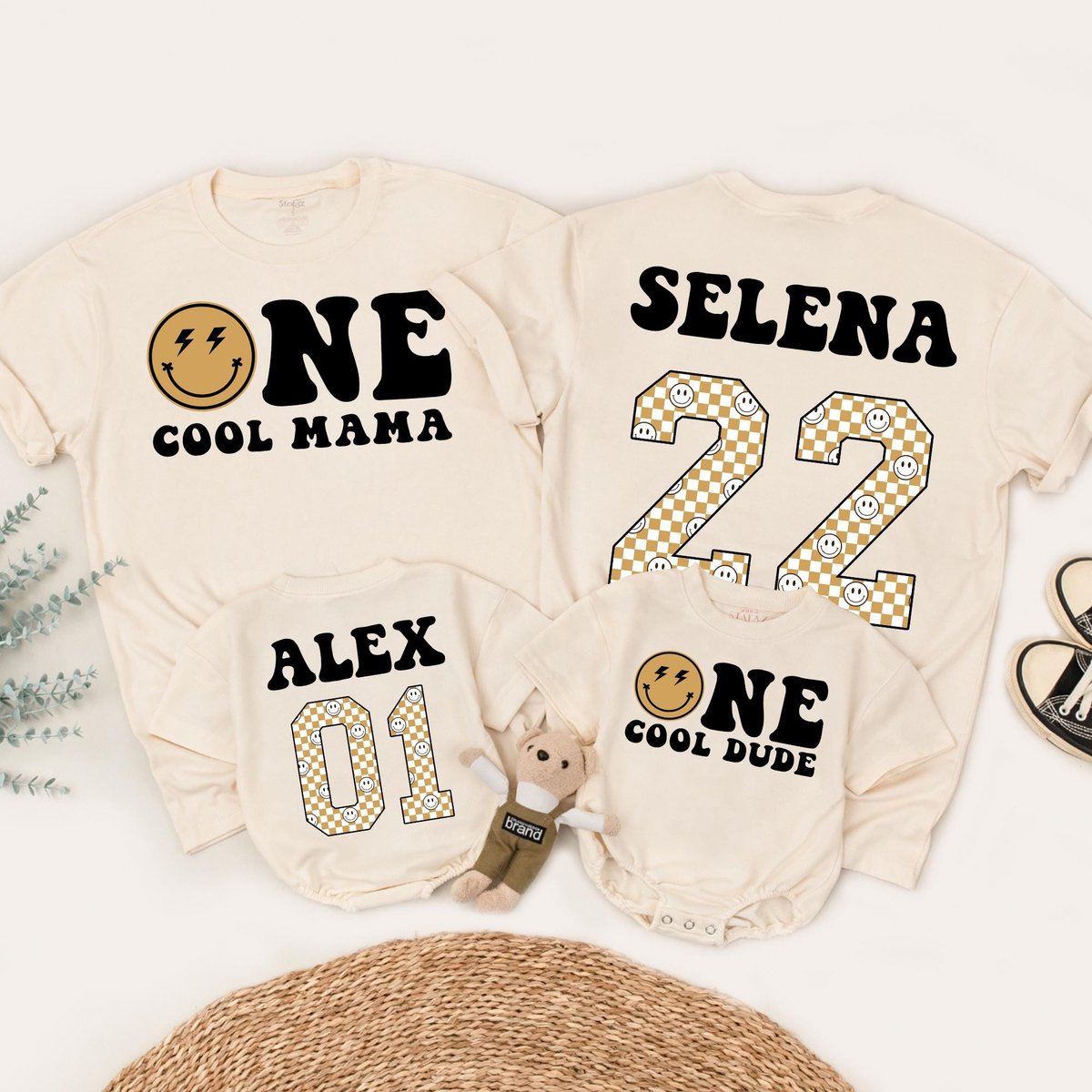 One cool Dude Birthday Shirts 1st Birthday Shirt Matching Family Shirts Happy Face Birthday Outfit M 183