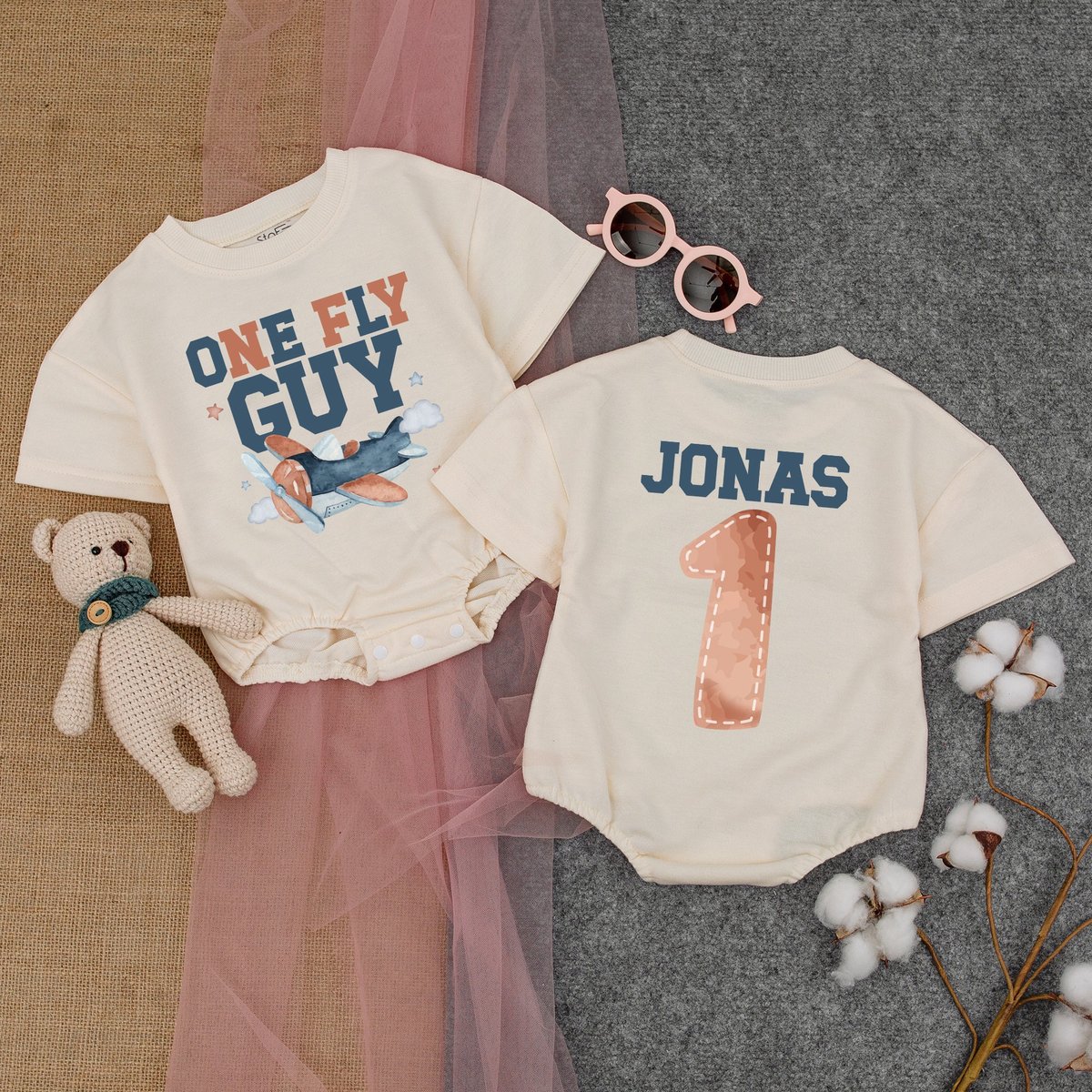 One Fly Guy Birthday Boy Short  Sleeve Romper First Birthday Outfit One Rex Birthday Boy Birthday C 177