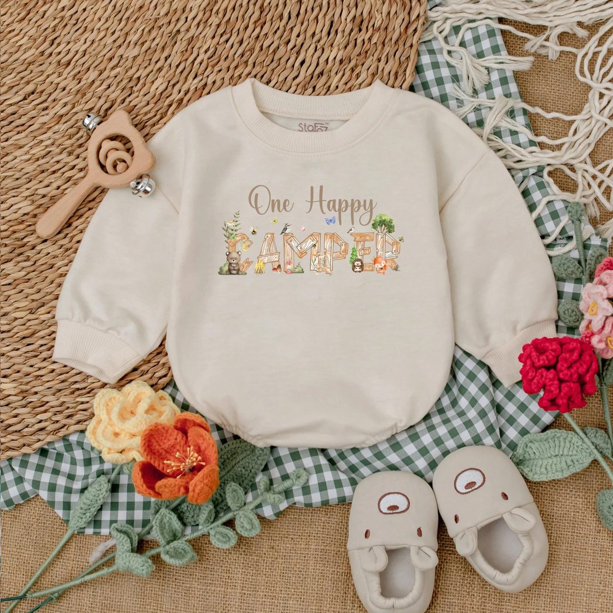 One Happy Camper Birthday Baby Romper Camping 1st Birthday Outfit Adventure Baby Clothes Cake Smash 187