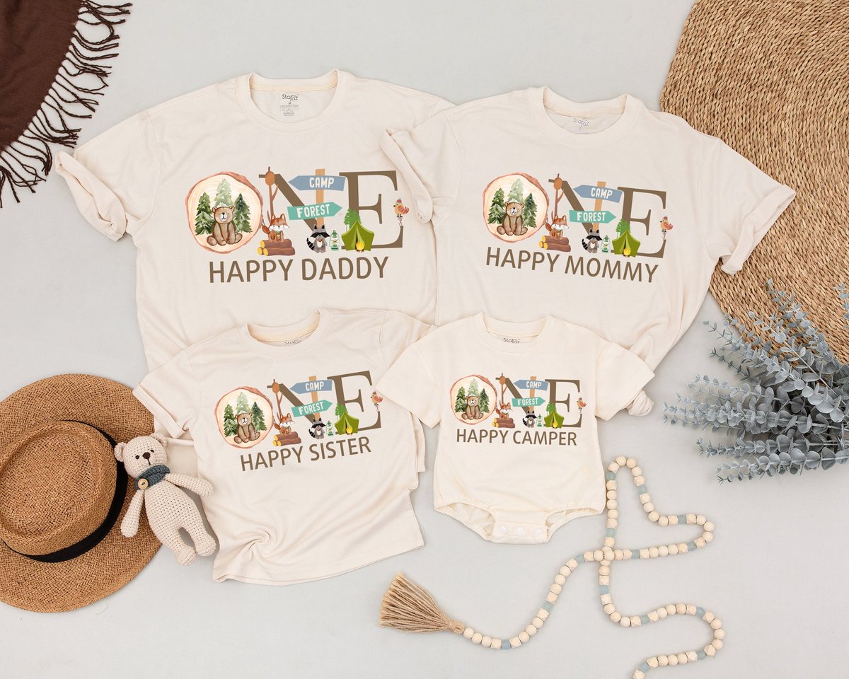 One Happy Camper Birthday Shirt Camping 1st Birthday Outfit Matching Family Camping Shirts Mommy and 166