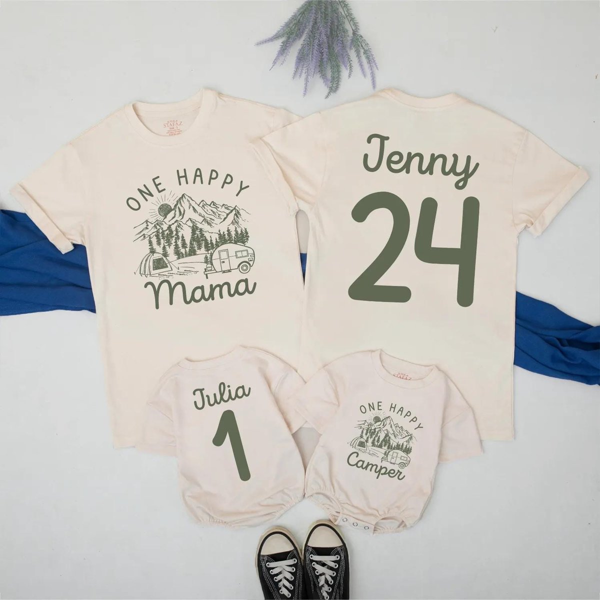 One Happy Camper Birthday Shirt Family Camping Tees 1st birthday Camper Romper Camping Party Outfit 433