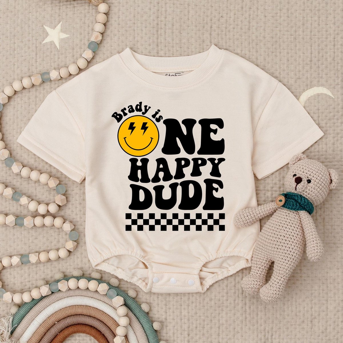 One Happy Dude Birthday Bodysuit Matching Birthday Outfit 1st Birthday Gift Smiley Face Birthday Out