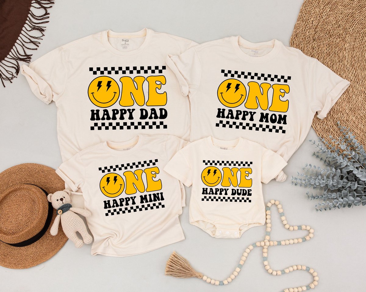 One Happy Dude Birthday Family Shirts 1st Birthday Shirt Family Birthday Shirts Happy Face Birthday 168