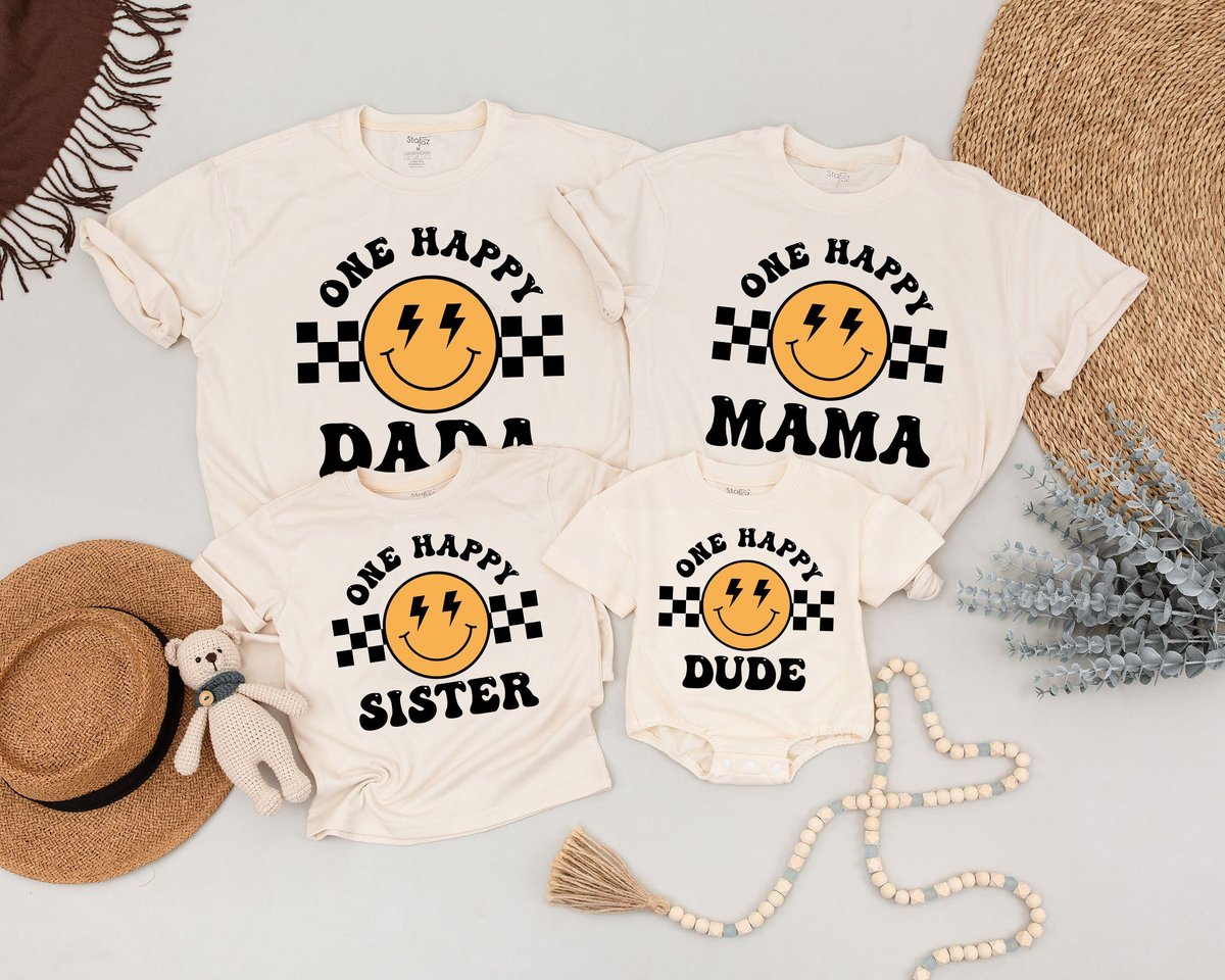 One Happy Dude Birthday Shirt 1st Birthday Outfit Matching Family Birthday Tees One Happy Daddy Mama 166